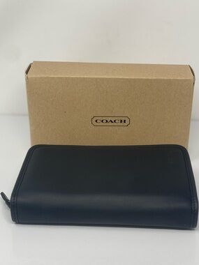 New Coach Double Zip Around Travel Wallet Clutch Organizer F23334 Midnight